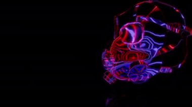 Siyah arka planda gelecekteki animasyonların özel efektleri. Fütüristik teknoloji konsepti, 3D Gaz Maskesi Modeli, dijital teknolojiyi etkiler.