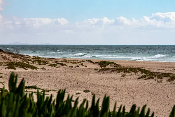 stock image Landscape of a beach with no people and cloudy sky. Puerto Penasco, Sonora, Mexico.