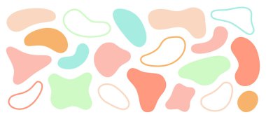 Soyut lekeli şekil. Modern grafik elementler seti. Sıvı şekil elementleri.