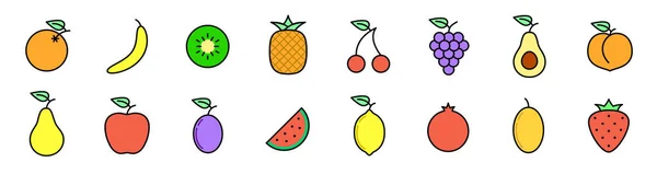 Desenho de objetos de comida de frutas frescas dos desenhos animados para  colorir e imprimir