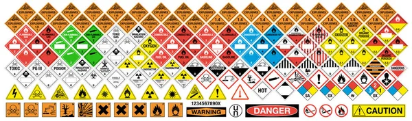 Gefahrenvektorzeichen Alle Klassen Alles Anzeichen Vector Gefahrstoffschilder Sammlung Gefahrmat Vektor — Stockvektor