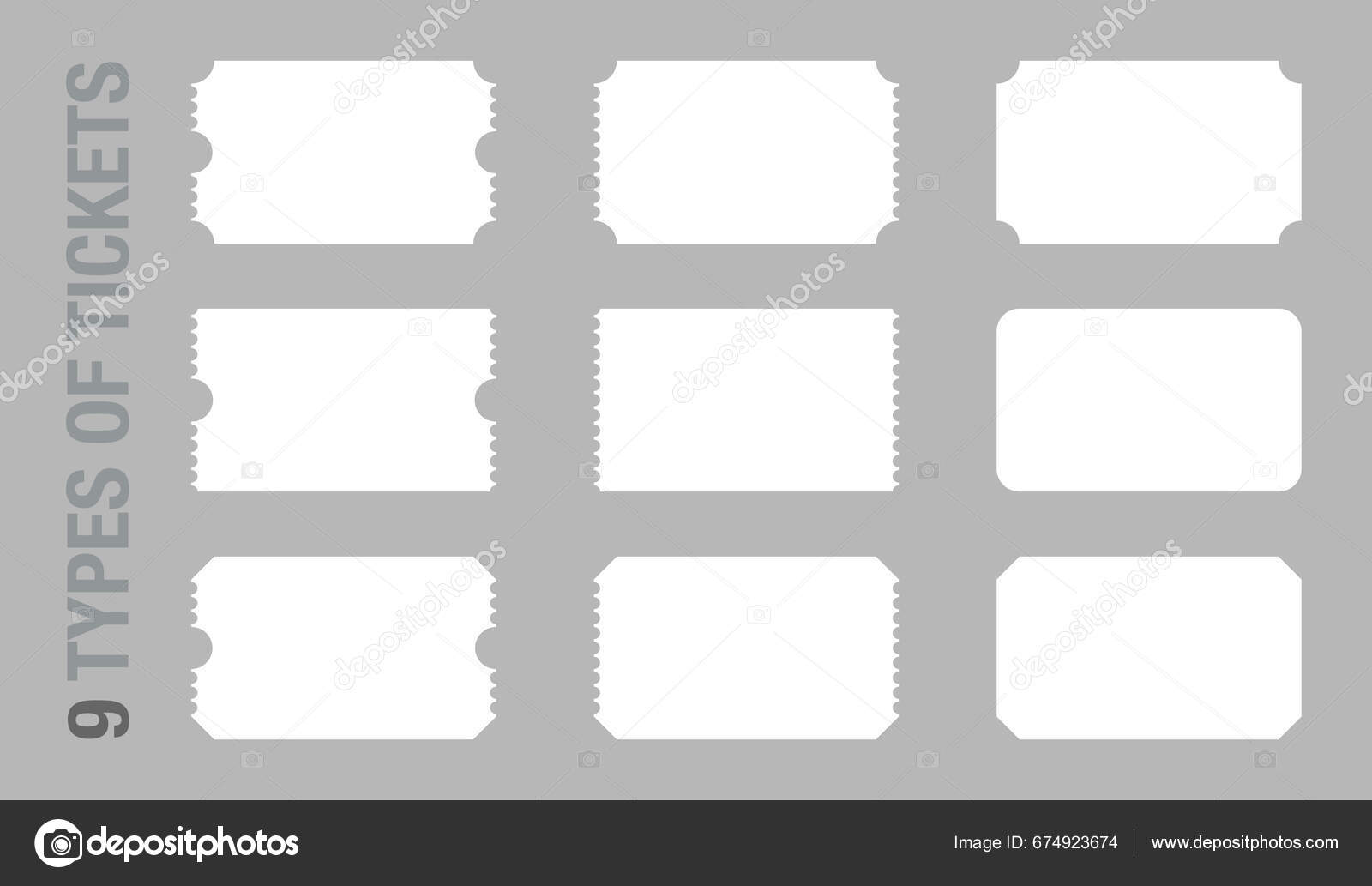 Set Blank Empty Ticket Template Cinema Theater Concert Boarding Tickets