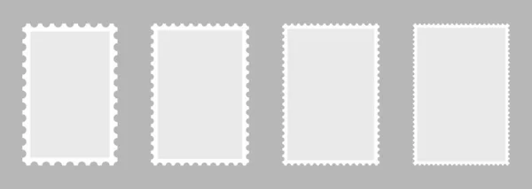 4枚の切手のブランクセット 灰色の背景に分離されたメールレターのペーパーポストマーク ベクトルイラスト — ストックベクタ