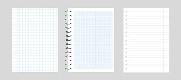 Ensemble Illustrations Vectorielles Réalistes Blanc Papier Carré Doublure Bloc Isolé — Image vectorielle