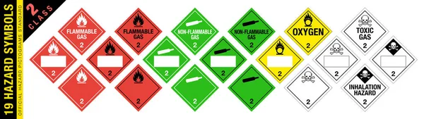 Σημάδια Από Επικίνδυνα Υλικά Παγκόσμια Εναρμονισμένα Σήματα Προειδοποίησης Συστήματος Αέρια — Διανυσματικό Αρχείο