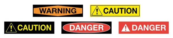 Набор Предупреждающих Знаков Предприятий Опасность Осторожность Предупреждение Красный Черный Желтый — стоковый вектор