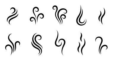 Tasarım ve dekoratif elementler için mükemmel siyah beyaz on soyut girdap simgesi seti.