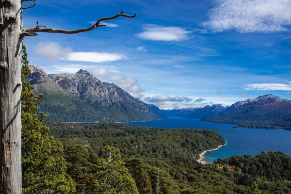 Pohled Pohoří Rameno Jezera Nahuel Huapi Tristeze Vrcholu Kopce Llao — Stock fotografie