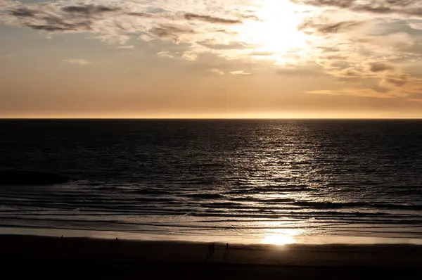 Salida Del Sol Sobre Playa Mar Del Plata Buenos Aires — Foto de Stock