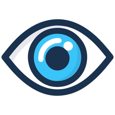 Ortasında beyaz bir daire olan mavi bir gözün yüksek kaliteli bir vektör çizimi. Bu resim, logolar, tişörtler, posterler ve tıbbi amaçlar gibi çeşitli kullanımlar için mükemmeldir..