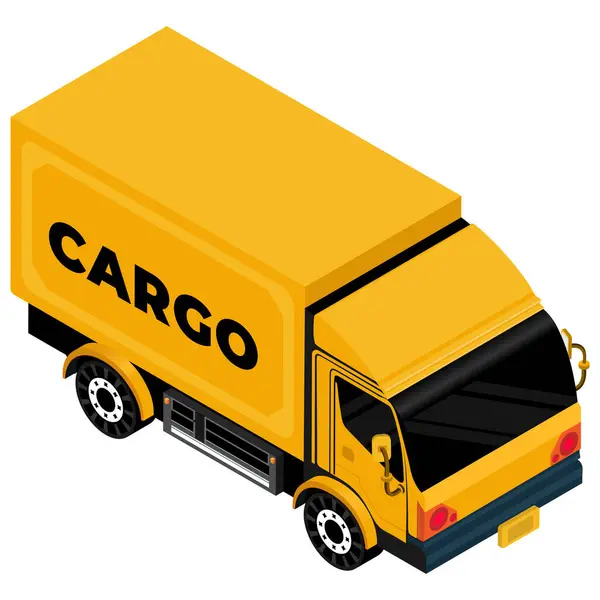 Якісна Векторна Ілюстрація Жовтої Вантажівки Чорною Вантажною Коробкою Білому Тлі — стоковий вектор
