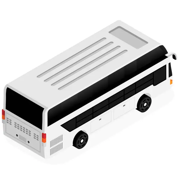 Чиста Проста Ізометрична Ілюстрація Білого Міського Автобуса Червоним Дахом Ідеально — стоковий вектор