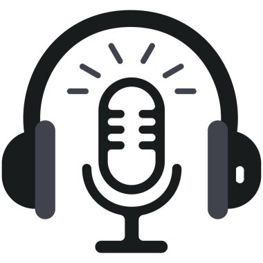 Bir çift kulaklık ve mikrofonun vektör simgesi.