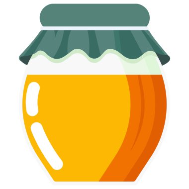 Bu cam kavanozdaki altın bal kavanozunun yüksek kaliteli düz vektör çizimi.