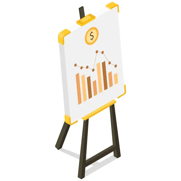 finansal rapor simgesi, izometrik 3d biçimi