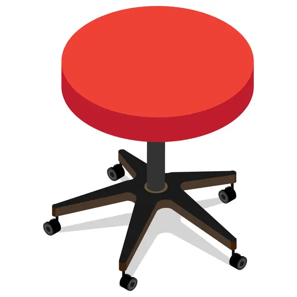 Tekerlekli Isometric Kırmızı Tabure