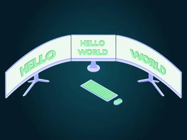 Isometric Çoklu Ekran Bilgisayar Çalışma Alanı Simgesi