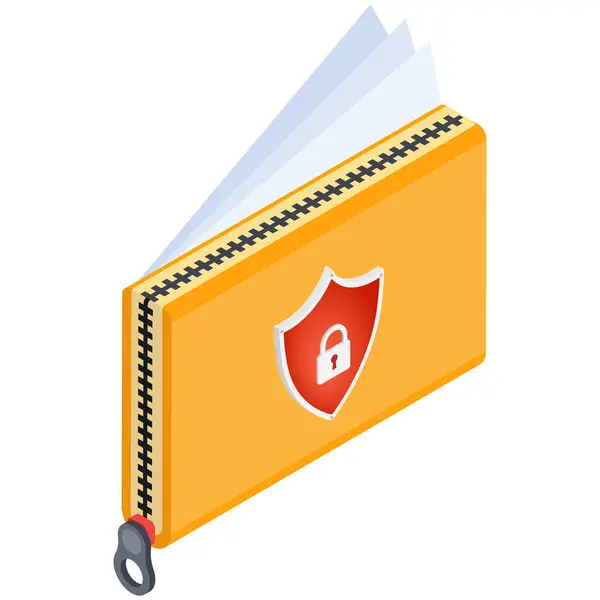 Isometric Güvenli Zip Dizini Simgesi