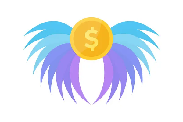 Dolar Yükselişi Düz Simgesi Para kanatları