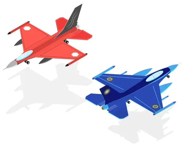 Isometric Fighter Jets Vektörü İkisi de Karşı İstikamette