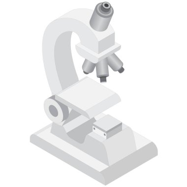 Isometric Mikroskop, Ayrıntılı Vektör İllüstrasyonu