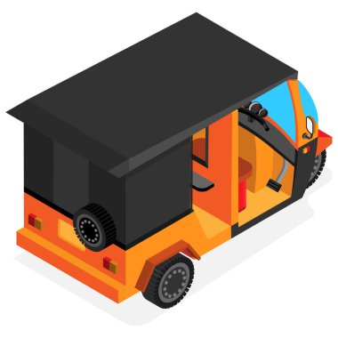 Isometric Tuk Tuk Rickshaw Taksi