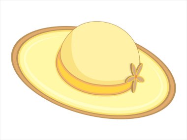 Bayanlar Hasır Şapka, Güzel Vektör İllüstrasyonu