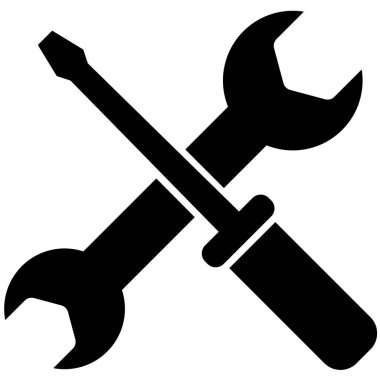 Araçların vektör çizimi ve onarım simgesi. Stok için araç ve ekipman vektör simgesi.