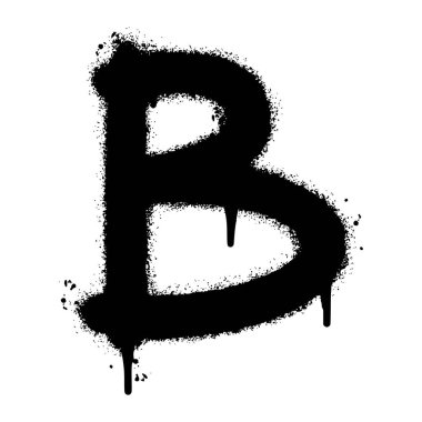 Sprey boyalı Graffiti yazı tipi B beyaz arkaplan ile izole edilmiş. Grafiti yazı tipi B, üzerine siyah ve beyaz püskürtme. Vektör illüstrasyonu.