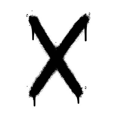 Sprey boyalı Graffiti X yazı tipi. Beyaz arkaplan ile izole edilmiş. Grafiti X yazı tipi, üzerine siyah ve beyaz püskürtülmüş. Vektör illüstrasyonu.