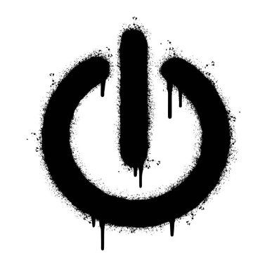 Sprey boyalı graffiti, beyaz arkaplan ile izole edilmiş ikonu kapattı. Grafiti Simgesi düğmesi açık ve beyaz üzerine siyah sprey sıkılmış. Vektör illüstrasyonu.