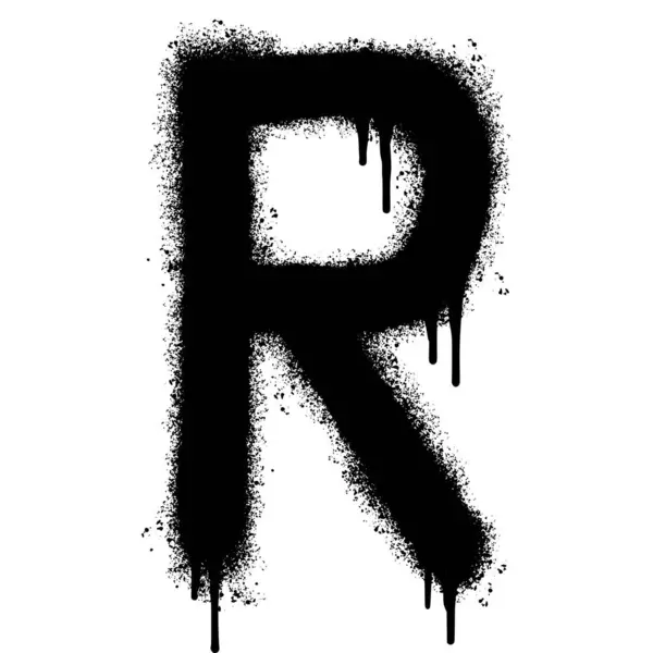喷漆涂鸦字体R喷涂隔离与白色背景 涂鸦型R型 有过多的黑色喷涂在白色之上 — 图库矢量图片