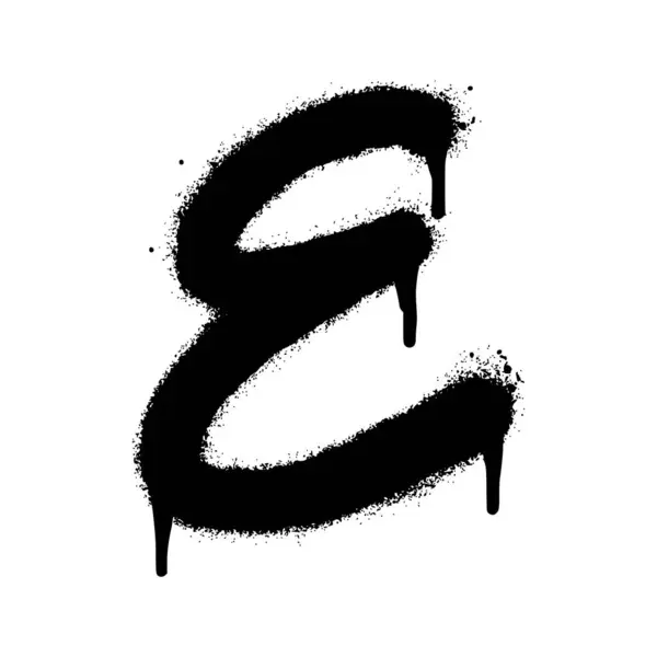 喷漆涂鸦字体E喷涂隔离与白色背景 涂鸦字体E 过度喷涂黑色超过白色 矢量说明 — 图库矢量图片