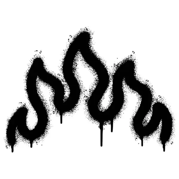 白い背景で隔離されたスプレー塗装されたグラフィティ火炎のアイコン 白い上に黒いスプレーの上のスプレーが付いている落書きの火炎のアイコン ベクトルイラスト — ストックベクタ