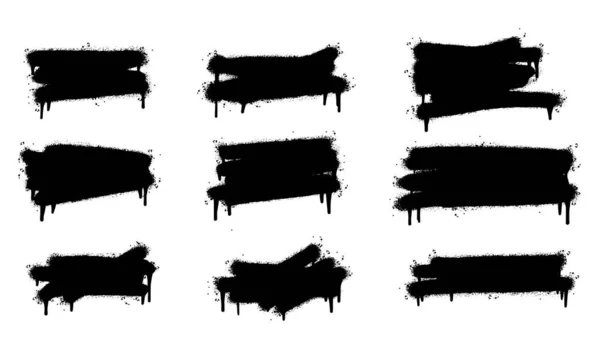 Набір Графіті Спрей Пофарбованих Ліній Крапель Чорного Чорнила Ізольовані Білому — стоковий вектор