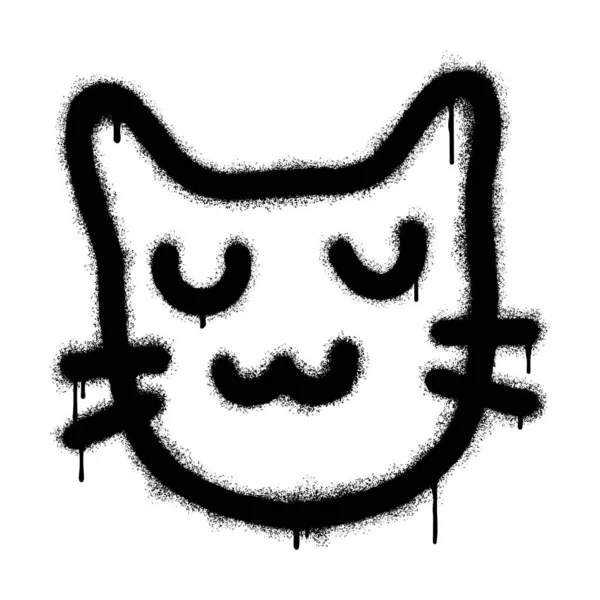 Spray Painted Graffiti Cat Ikon Terisolasi Latar Belakang Putih Ilustrasi - Stok Vektor
