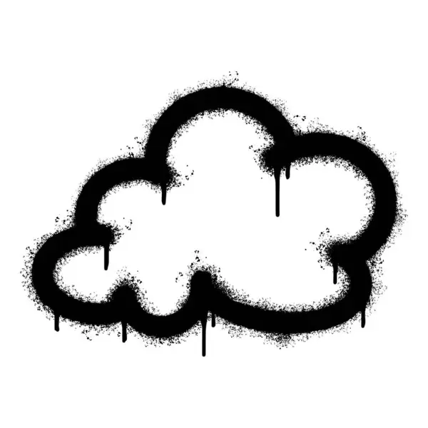 喷涂涂鸦云彩图标喷涂孤立与白色背景 涂鸦云图标与过度喷在黑色超过白色 矢量说明 — 图库矢量图片