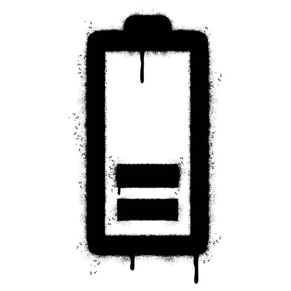 喷涂涂鸦电池充电图标喷涂隔离与白色背景 涂鸦电池图标与过度喷涂在黑色超过白色 — 图库矢量图片