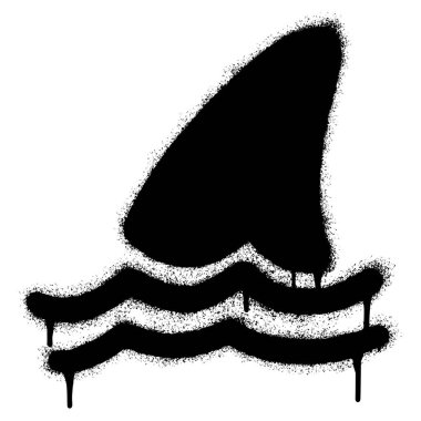 Sprey boyalı Grafiti Köpekbalığı Kelime Simgesi Beyaz bir arkaplan ile izole edilmiş. Grafiti köpekbalığı ikonu, beyazın üzerine siyah püskürtülmüş. Vektör illüstrasyonu.