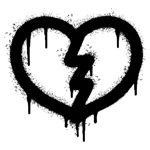 Spray Painted Graffiti Broken Heart Icon Word Isoliert Mit Weißem — Stockvektor