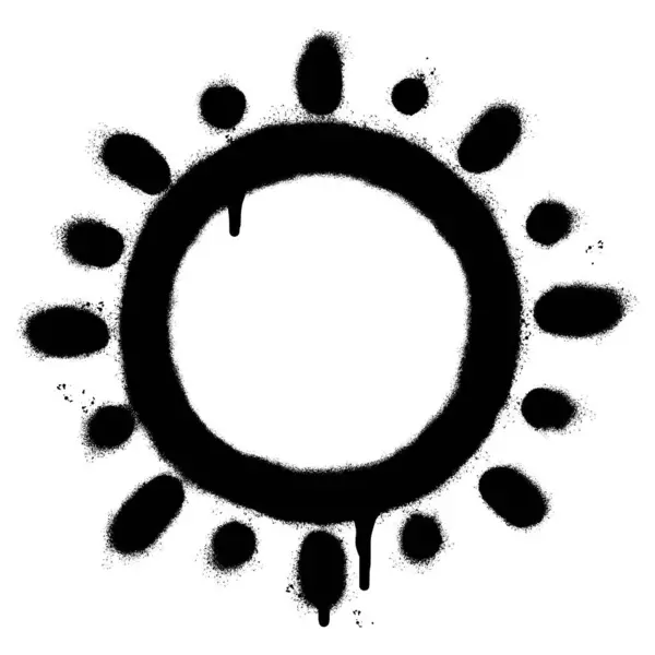 スプレー塗装されたグラフィティ サンシャインのアイコンは白い背景で隔離されました 白い上に黒いスプレーが付いている落書きの太陽の夏の天気のシンボル ベクトルイラスト — ストックベクタ