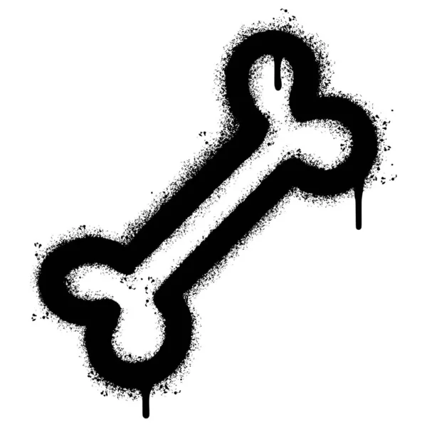 Разбрызгиваемая Иконка Кости Граффити Распыляется Изолированно Белом Фоне Граффити Символом — стоковый вектор