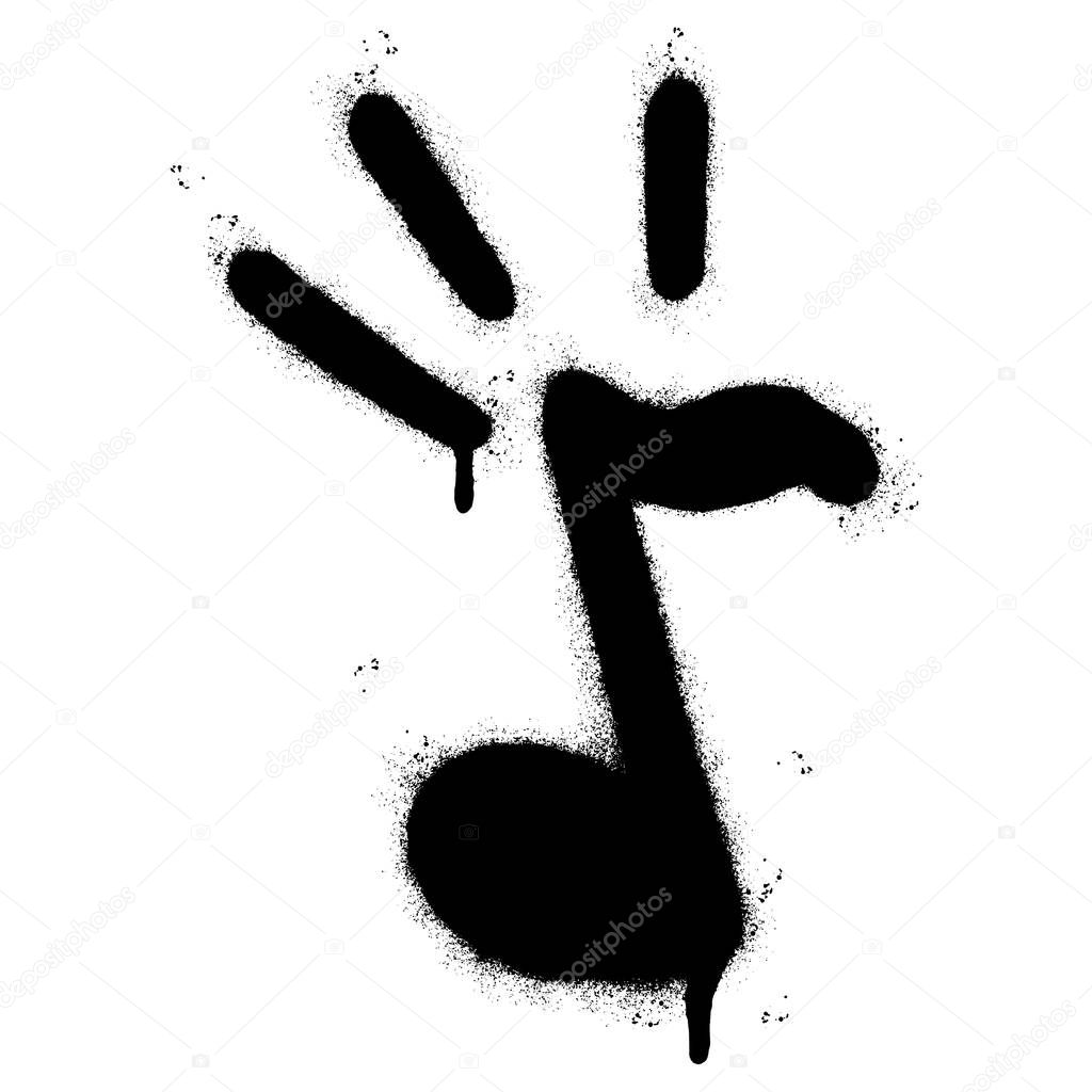 Spray Painted Graffiti Tone icon Word Sprayed isolated with a white background. graffiti Note music icon with over spray in black over white.