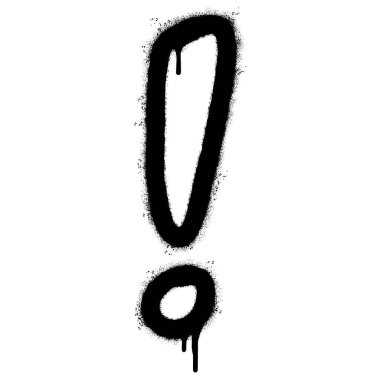 Sprey boyalı Grafiti ünlem simgesi. Beyaz arkaplan ile izole edilmiş. Grafiti uyarısı ikonu. Beyazın üzerine siyah boya sıkılmış. Vektör illüstrasyonu.