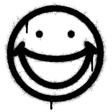 Beyaz arka planda izole edilmiş Sprey Boyalı Graffiti gülen yüz ifadesi. vektör illüstrasyonu.