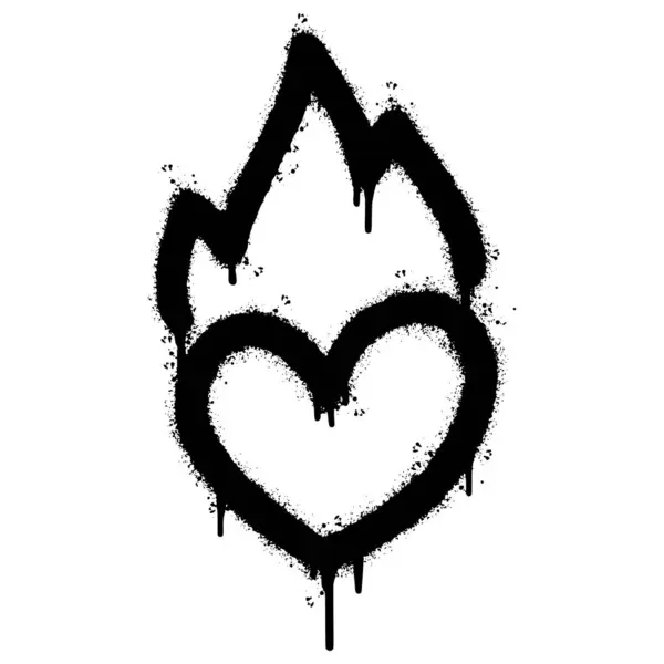 Spray Painted Graffiti Heart Flame Icon Sprayed Isolated White Background — Stock Vector