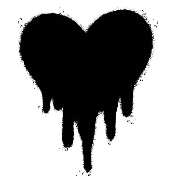 白い背景で隔離されたスプレーされたグラフィティの溶ける心のアイコン 白い上に黒いスプレーが付いているグラフィティの出血の心のアイコン ベクトルイラスト — ストックベクタ