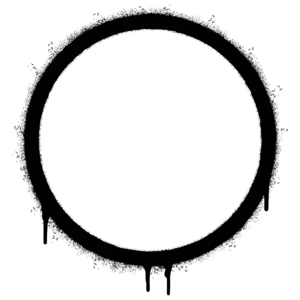 白い背景で隔離されたスプレーされたグラフィティの円形のアイコン 白い上に黒いスプレーの上のスプレーが付いている落書きの円形のアイコン ベクトルイラスト — ストックベクタ