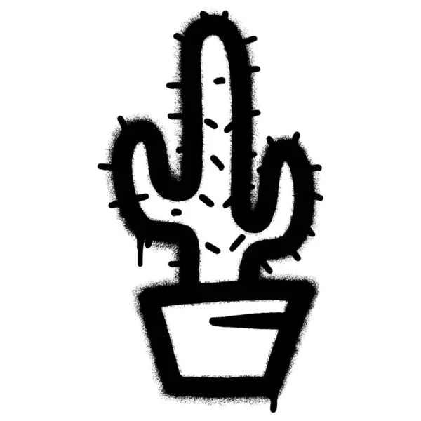 Sprej Namalované Graffiti Kaktus Ikona Sprejem Izolované Bílým Pozadím — Stockový vektor