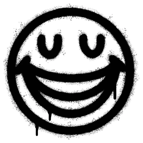 Spray Pintado Graffiti Sorridente Rosto Emoticon Isolado Fundo Branco Ilustração — Vetor de Stock